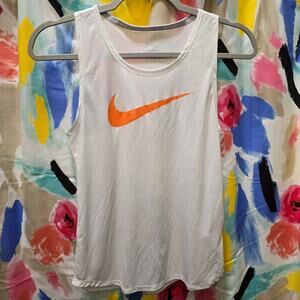 Nike Dri-Fit white racerback tank large‎ orange center swoosh XS